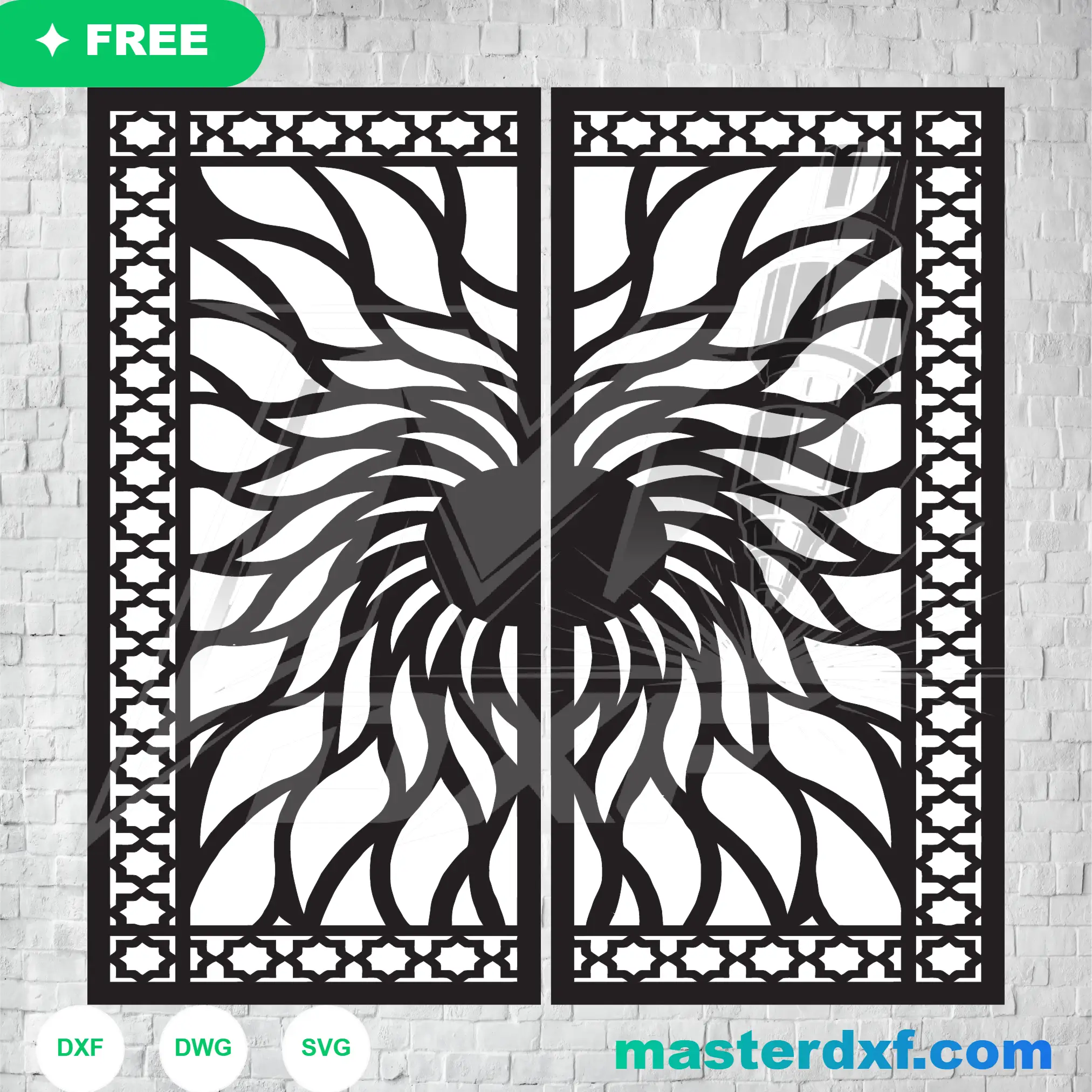 Abstract Sunburst Geometric Border Gate File for Sheet Metal CNC DXF File